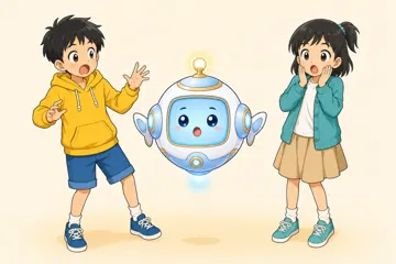 場面イラスト・よろこび・元気 3人リアクション びっくり