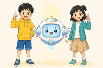 場面イラスト・よろこび・元気 3人リアクション ひらめく