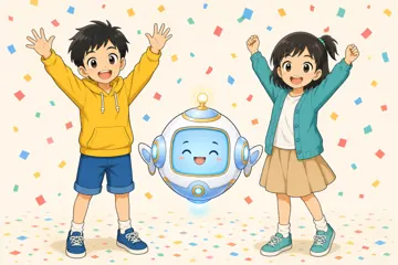 場面イラスト・よろこび・元気 3人リアクション お祝い