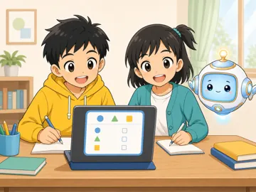 場面イラスト・がんばる・挑戦 検定の場面 オンライン受験