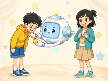 場面イラスト・がんばる・挑戦 検定の場面 メダル授与
