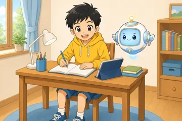 場面イラスト・家で 家庭 家で勉強