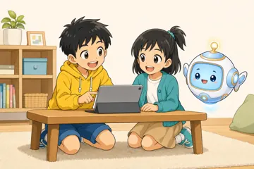 場面イラスト・家で 家庭 きょうだいで