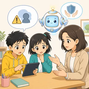 場面イラスト・情報をたしかめる 情報リテラシー トラブル相談