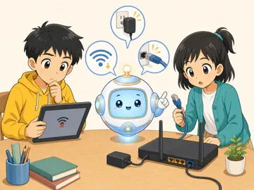 場面イラスト・ネット・つながる ネットワーク 切り分け