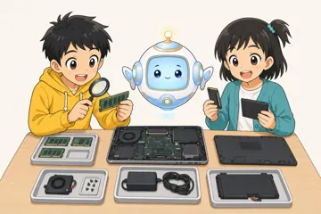 場面イラスト・パソコン PC・Linux パーツ確認