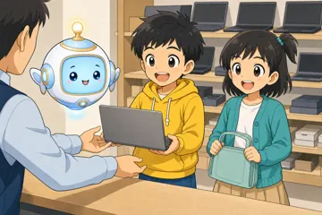 場面イラスト・パソコン PC・Linux PCバンク受取