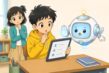 場面イラスト・安全・セキュリティ 安全シーン 個人情報を止める