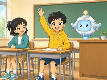 場面イラスト・学校で 学校 発表
