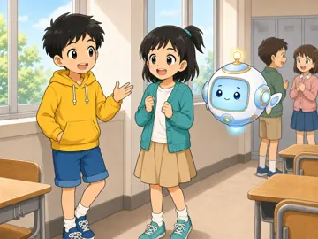 場面イラスト・学校で 学校 休み時間