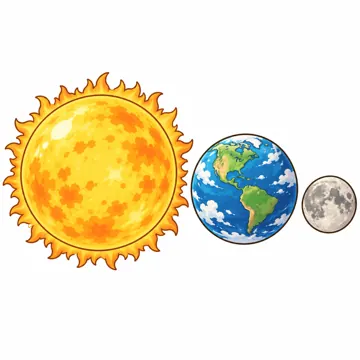 天気・自然・植物 天気・自然・植物 空と地形:太陽と地球と月を並べる