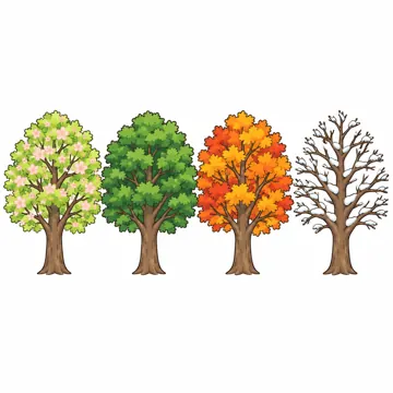 天気・自然・植物 天気・自然・植物 植物:大きな木の四季(春夏秋冬を4つ並べる)