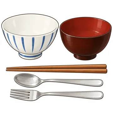 食べ物・野菜・果物 食べ物・野菜・果物 料理・給食:食器(茶わん・汁わん・はし・スプーン・フォーク)