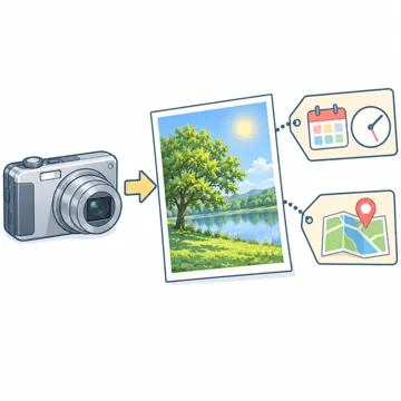 プログラミングとデータ プログラミングとデータ データ:付帯情報(メタデータ)(写真に日時・場所のタグがついている)