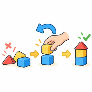 プログラミングとデータ プログラミングとデータ しくみ:失敗したらやり直す(戻る矢印でもう一度)
