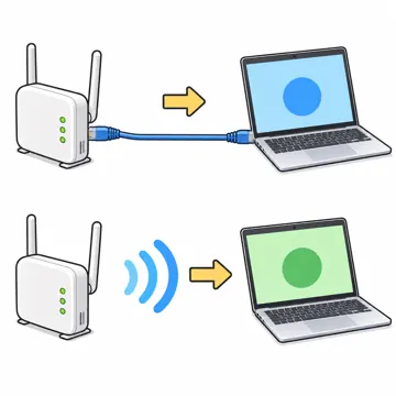 ネットワークと通信のしくみ ネットワークと通信のしくみ 家の中:有線でつないだPCと無線でつないだPCを比べる(ケーブルと電波)