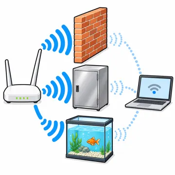ネットワークと通信のしくみ ネットワークと通信のしくみ 家の中:壁や金属・水槽で電波が弱くなる場所