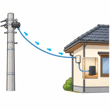 ネットワークと通信のしくみ ネットワークと通信のしくみ 外へ出る:電柱から家へ引き込み線が入る