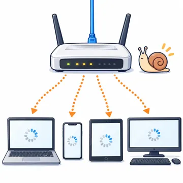 ネットワークと通信のしくみ ネットワークと通信のしくみ 体感:ルーターに同時につなぐ台数が多いと遅くなる