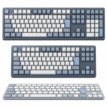 パソコンの中身と周辺機器 パソコンの中身と周辺機器 入出力:キーボードの種類(フルサイズ・テンキーなし・薄型を並べる)