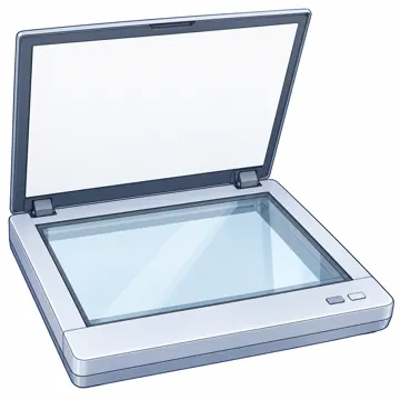 パソコンの中身と周辺機器 パソコンの中身と周辺機器 入出力:スキャナ(ふたを開けたフラットベッド)