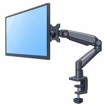 パソコンの中身と周辺機器 パソコンの中身と周辺機器 入出力:モニターアームで持ち上げたモニター