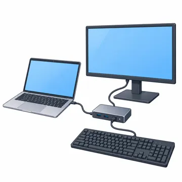 パソコンの中身と周辺機器 パソコンの中身と周辺機器 入出力:ドッキングステーション(ノートPCから1本で画面・キーボードにつながる)