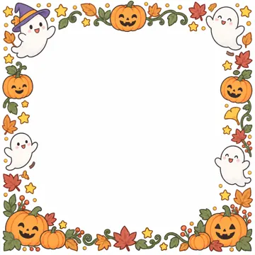 季節のかざり枠・季節・行事 季節のかざり枠 秋:ハロウィン(かぼちゃ・おばけ・星)