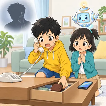 声のなりすまし電話・わるい例：家族に似た声の電話で、すぐに信じてしまう