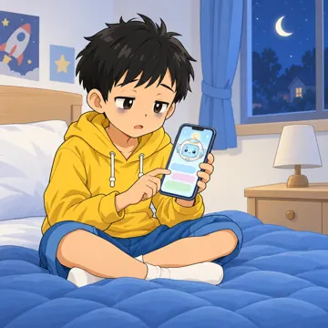 AIキャラとのチャット・わるい例：夜おそくまでAIキャラとチャットし続ける
