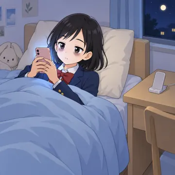 夜中のSNS・わるい例：夜中の2時までSNSを見続ける