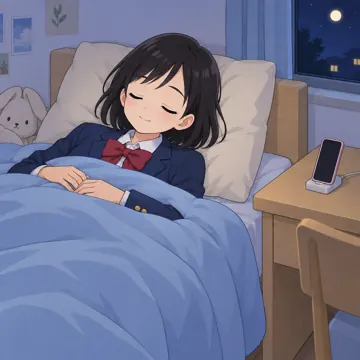 夜中のSNS・よい例：時間になったらスマホを置いて寝る