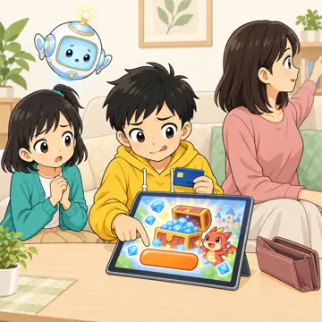 ゲームの課金・わるい例：おうちの人のカードでこっそり課金