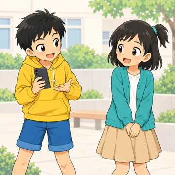 友だちの写真・よい例：「撮っていい？」と聞いてから撮る