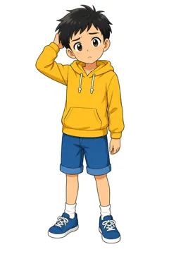 全身ポーズ・ハル ハル 男の子 困る