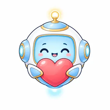 全身ポーズ・アイ(表情・しぐさの追加) アイ AI マスコット ハートを持ってにっこり