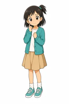全身ポーズ・ミオ ミオ 女の子 困る