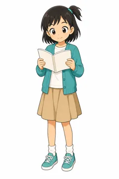 全身ポーズ・ミオ ミオ 女の子 本を読む