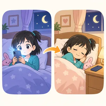 図解・基本 図解 寝る前のブルーライトと睡眠の図