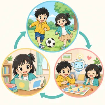 図解・基本 図解 外遊び・読書・家族との時間のバランスの図