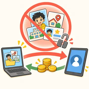 図解・基本 図解 個人情報が売り買いされる危険を表す図