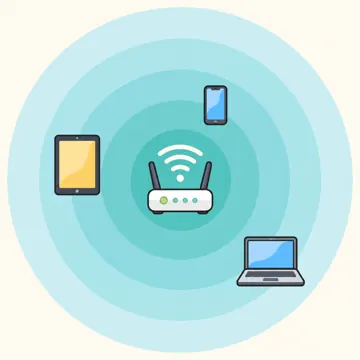 図解・基本 図解 Wi-Fiの電波が届く範囲を同心円で表した図