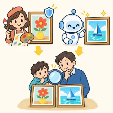 図解・くわしい図解(デジタル・安全・AI・情報・お金・からだ・権利ほか) 図解 AI:生成AIと著作権(人の作品と、AIで作ったもの)