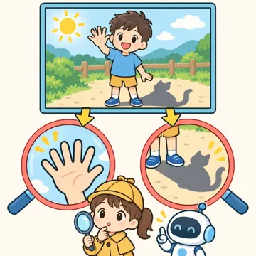 図解・くわしい図解(デジタル・安全・AI・情報・お金・からだ・権利ほか) 図解 AI:フェイク画像の見分け方(不自然な手や影をさがす)