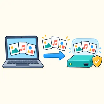 図解・くわしい図解(デジタル・安全・AI・情報・お金・からだ・権利ほか) 図解 デジタルのしくみ:バックアップ(大事なデータの予備を別の場所に)
