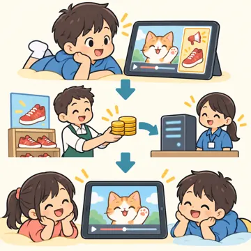 図解・くわしい図解(デジタル・安全・AI・情報・お金・からだ・権利ほか) 図解 お金:無料の裏側(広告を見せることで成り立つ)