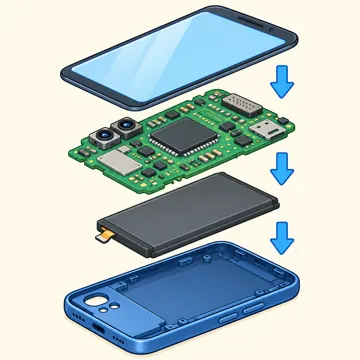 図解・くわしい図解(デジタル・安全・AI・情報・お金・からだ・権利ほか) 図解 その他:スマホの中身(部品の分解図)