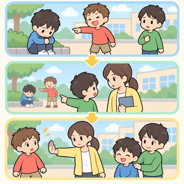 図解・くわしい図解(デジタル・安全・AI・情報・お金・からだ・権利ほか) 図解 その他:いじめの傍観者(見ている人が止めに入る)